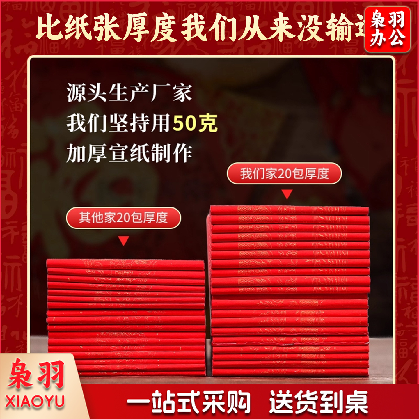 红纸厂家手写万年纸自写纸洒金对联2026宣纸批货年书法春联空白红（龙凤呈祥 【七言】34*138cm/5副）