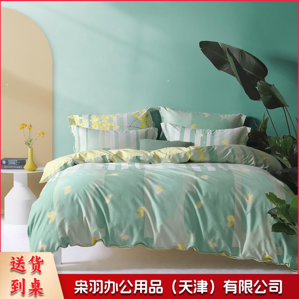 单人床品五件套床单、被罩、枕套、荞麦枕头、春秋棉花被（颜色随机）