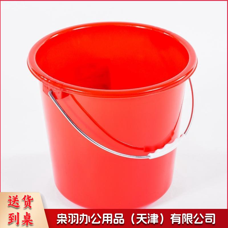 红水桶 塑料手提加厚水桶 红色圆形水桶