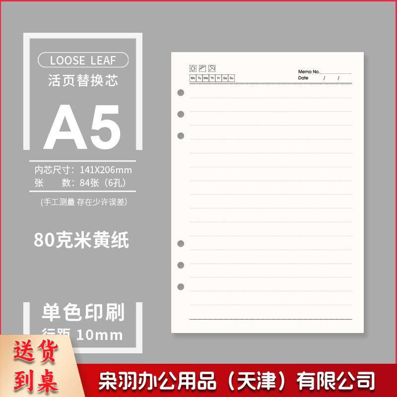活页本替换芯A4B5A5A6A7替换内页9孔26孔活页本芯6孔20孔替换芯活页纸可拆卸备用内芯 A5（6孔80克纸）84张