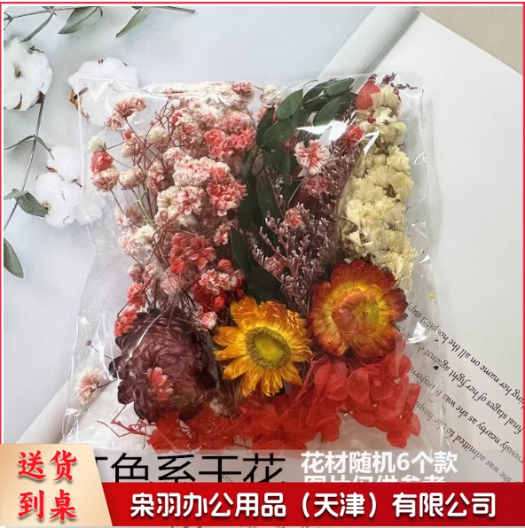 混装干花DIY手工蜡烛石膏真花风干永生花多色系活动材料包相框团  红色红色系