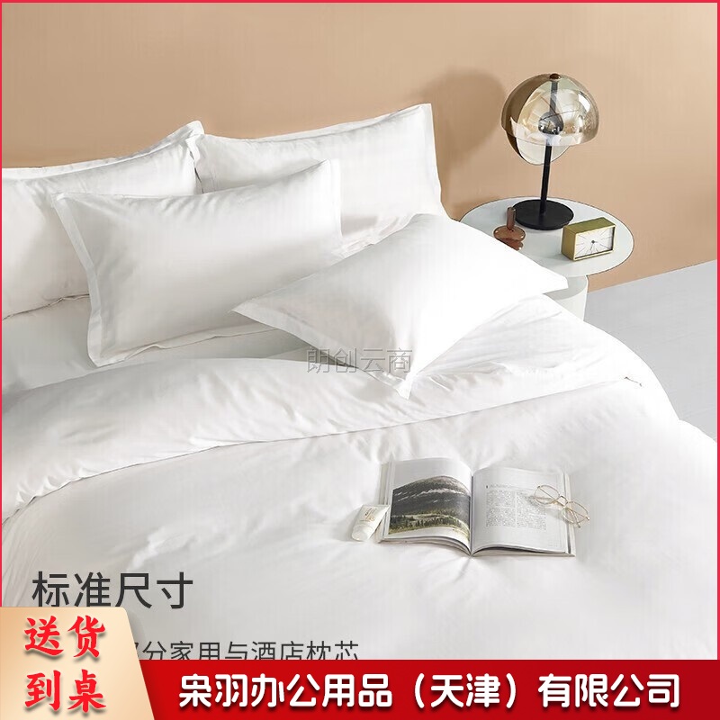 枕头套一对装 酒店60支纯棉枕套 纯色单人枕芯套  白色 48*74cm