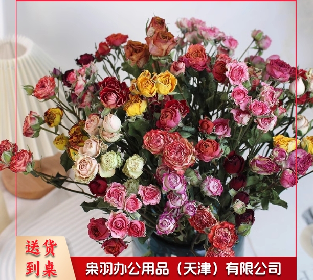 天然真花家居插花装饰diy手工活动干花材软装蔷薇混搭40朵左右 送配草