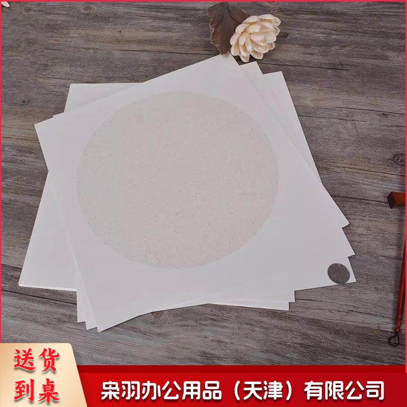 斗方团扇面宣纸镜片38cm卡纸麻纸云龙皮纸画心书法国画专用