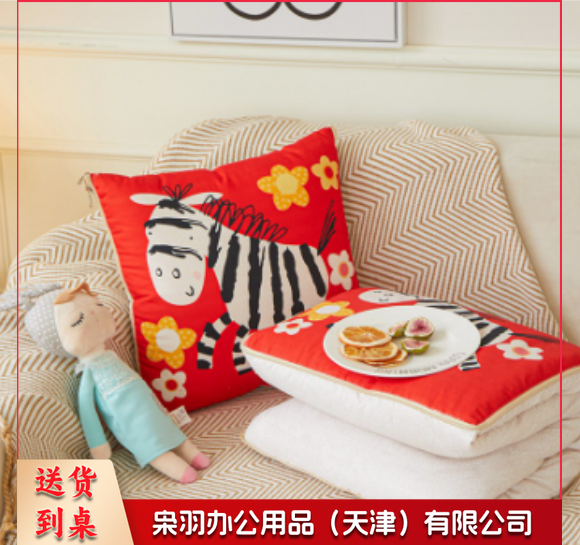 办公室沙发两用空调被床头装饰靠垫抱枕被子二合一卡通印花抱枕被Z01磨毛布抱枕被图案随机抱枕40*40cm打开105*150cm