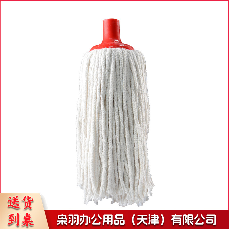 棉拖把棉线拖把头毛巾布宽地拖头家用工厂吸水拖布头螺纹扁替换头（400白色圆拖头无杆）