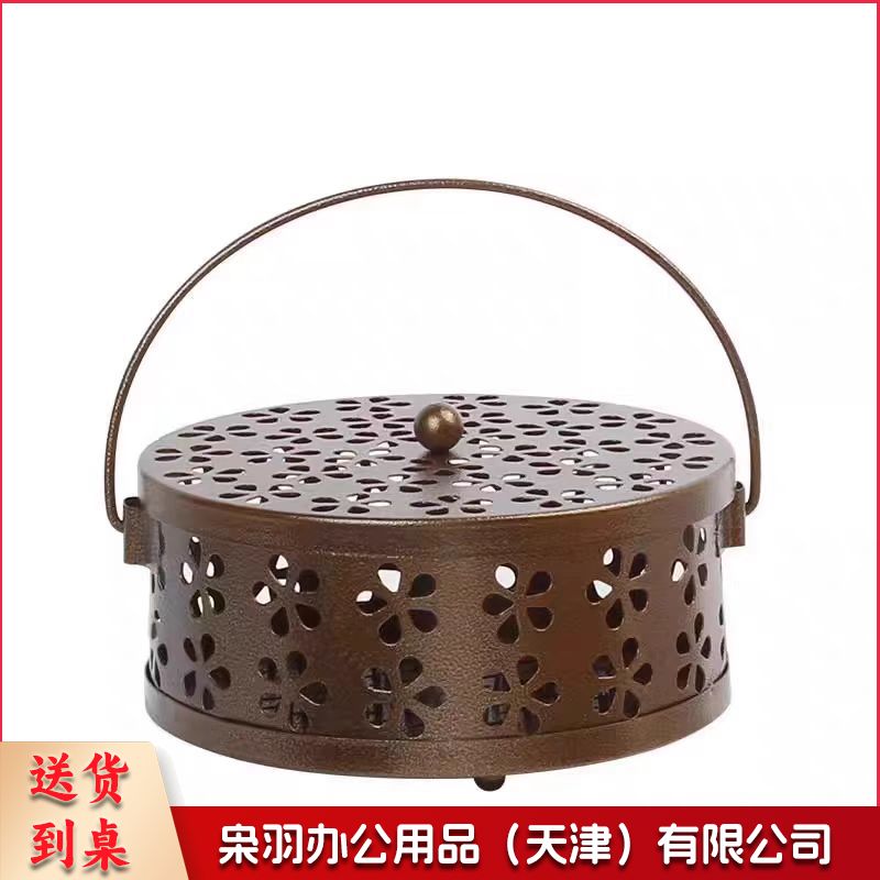 铁艺蚊香炉 蚊香盘防火防烫蚊香盒香薰炉带盖蚊香盒架 梅花古铜色