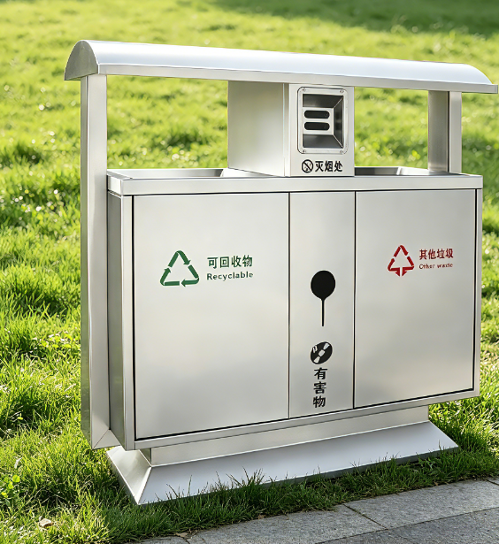 户外垃果皮箱圾桶不锈钢环卫市政街道公园小区景区物业分类垃圾箱