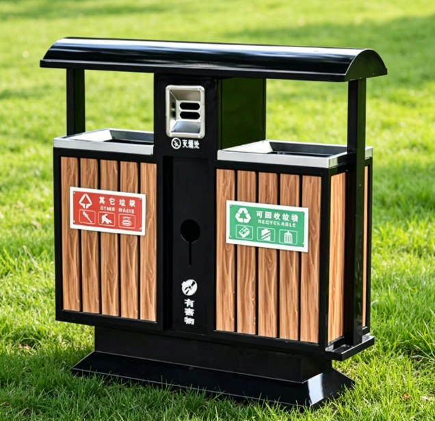 户外垃果皮箱圾桶不锈钢环卫市政街道公园小区景区物业分类垃圾箱/塑木支持定制