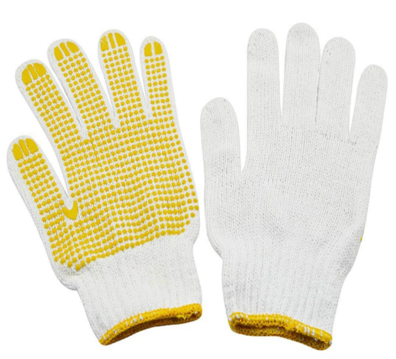 带胶粒白色棉线手套