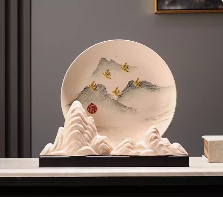 新中式摆件假山摆盘办公书房装饰品老板领导办公桌创意摆设工艺品