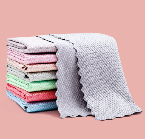 鱼鳞布吸水不易掉毛擦玻璃杯碗桌镜子无痕鱼鳞抹布厨房擦桌 清洁巾