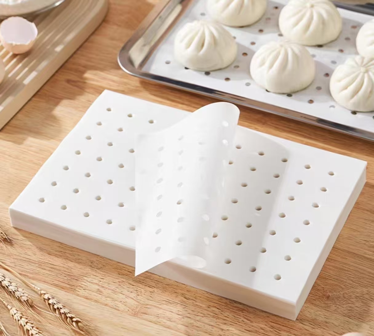 进口长方形蒸笼纸不粘笼屉蒸箱蒸车蒸柜蒸锅纸商用蒸包子馒头油纸5757*37cm