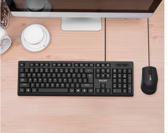 飞利浦(PHILIPS) 键盘鼠标套装有线USB笔记本外接电脑台式通用