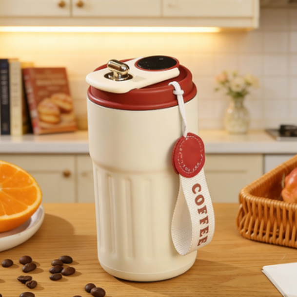 保温杯316不锈钢咖啡保温杯高颜值随行咖啡杯定制高档活动礼品保温水杯（条纹咖啡杯白红450ml）