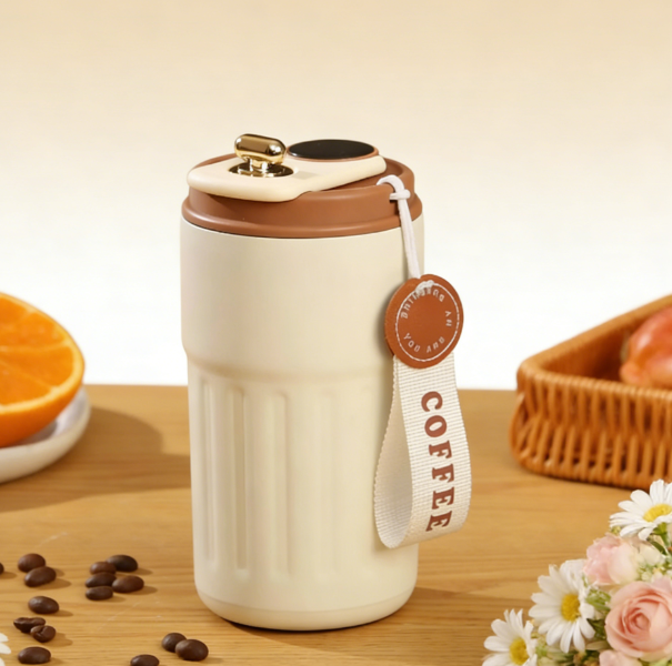 保温杯316不锈钢咖啡保温杯高颜值随行咖啡杯定制高档活动礼品保温水杯（4.0条纹咖啡杯白咖450ml）