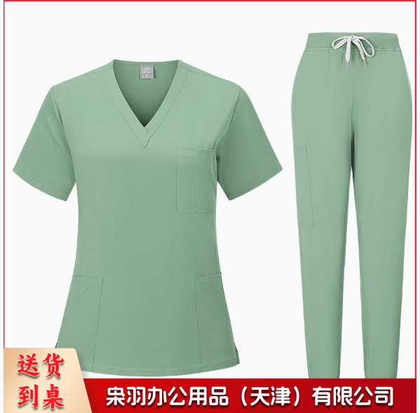 男女同款浅绿色洗手衣医 生护士美容院口腔医 院工作制服手术衣手术服手术室束脚裤纯色套装