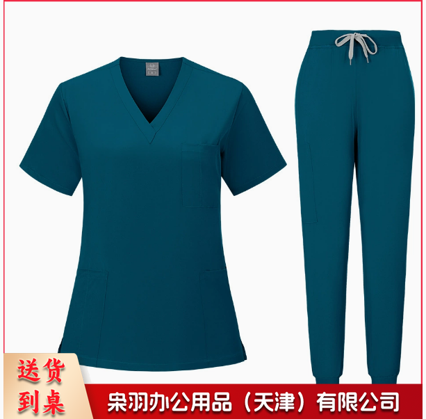 男女同款湛蓝色洗手衣医 生护士美容院口腔医 院工作制服手术衣手术服手术室束脚裤纯色套装