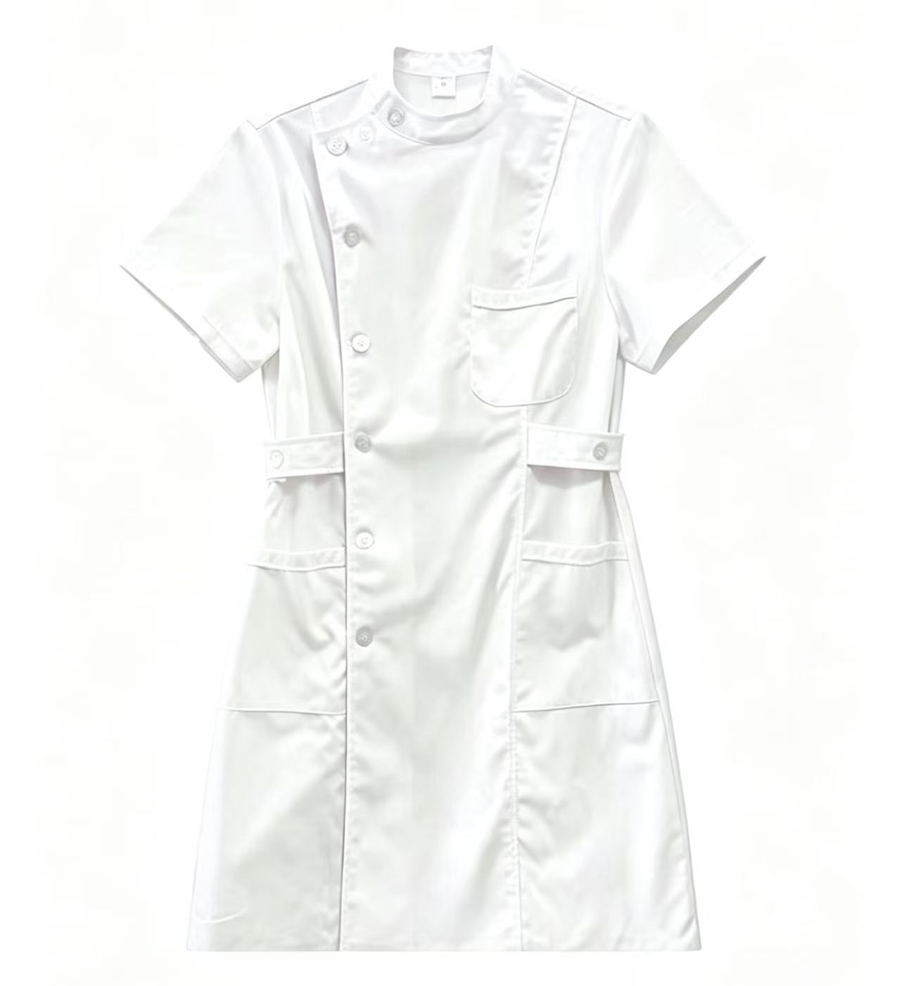 医用白色护士服卫校实验服短袖长款大褂药店美容院工作服