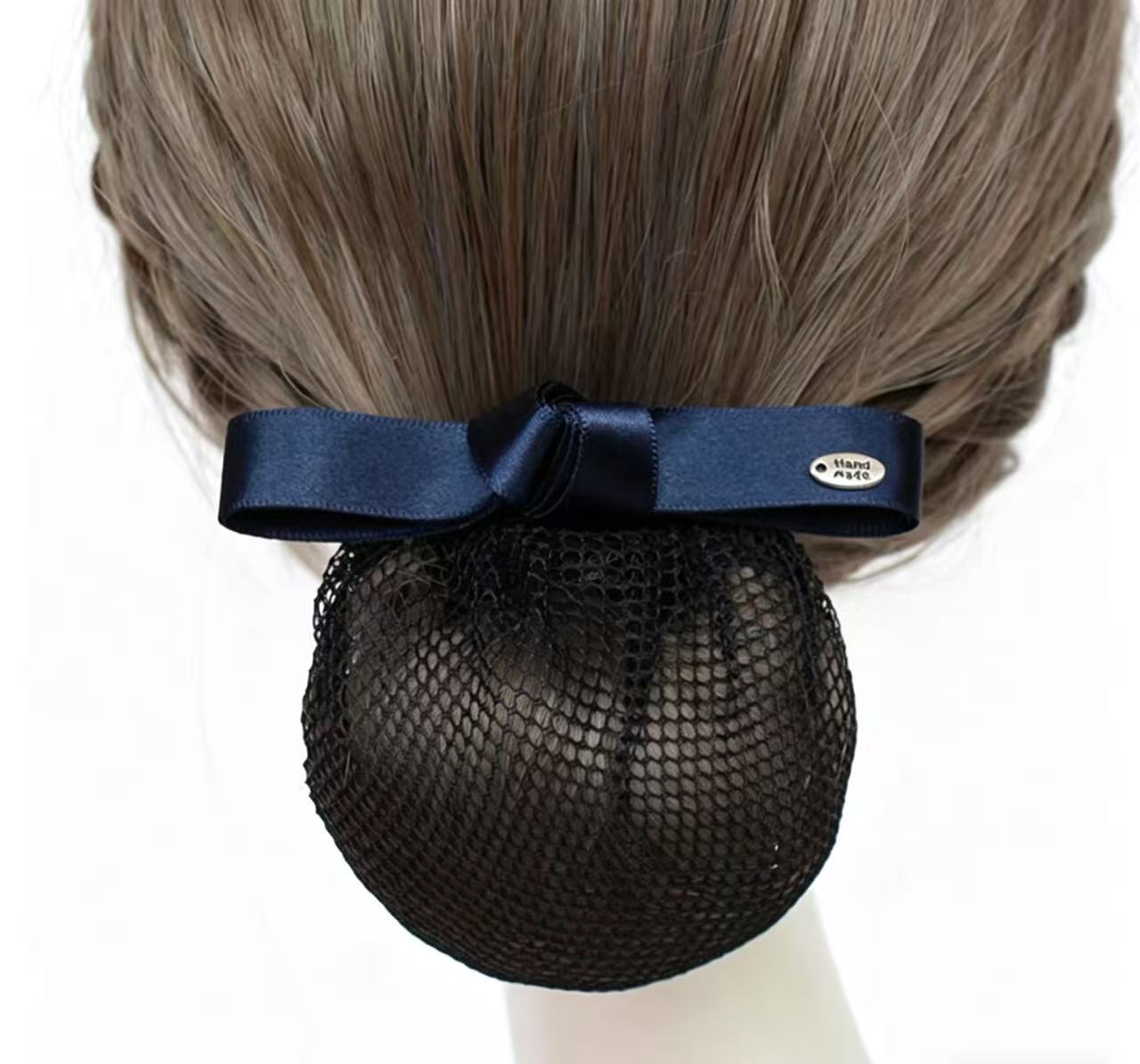 护士头花职业发网银行酒店工作盘发网发夹一字藏青色（细网）