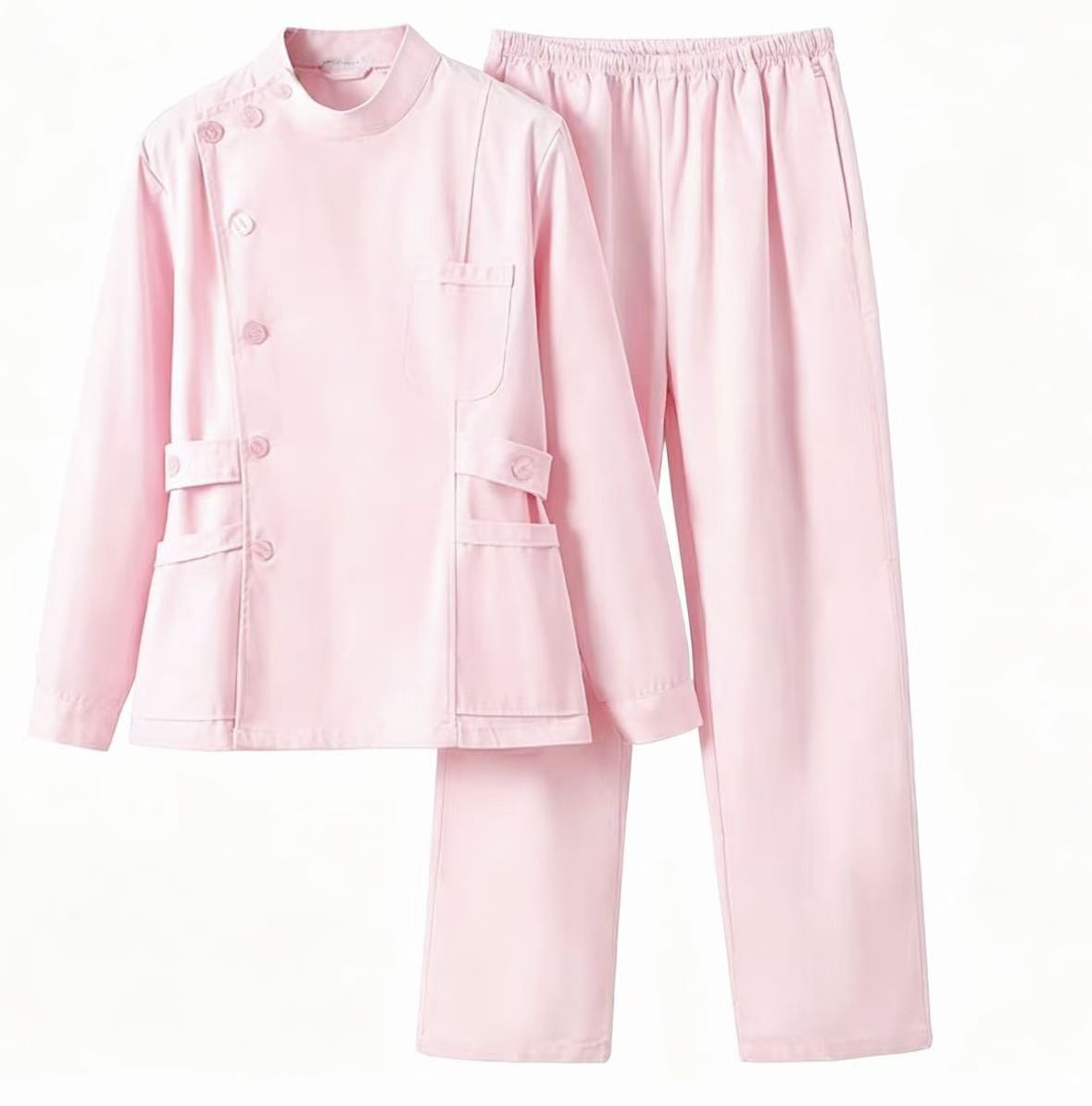 护士服分体一套粉色小褂长袖女长款医护美容院口腔工作服胸前可印字