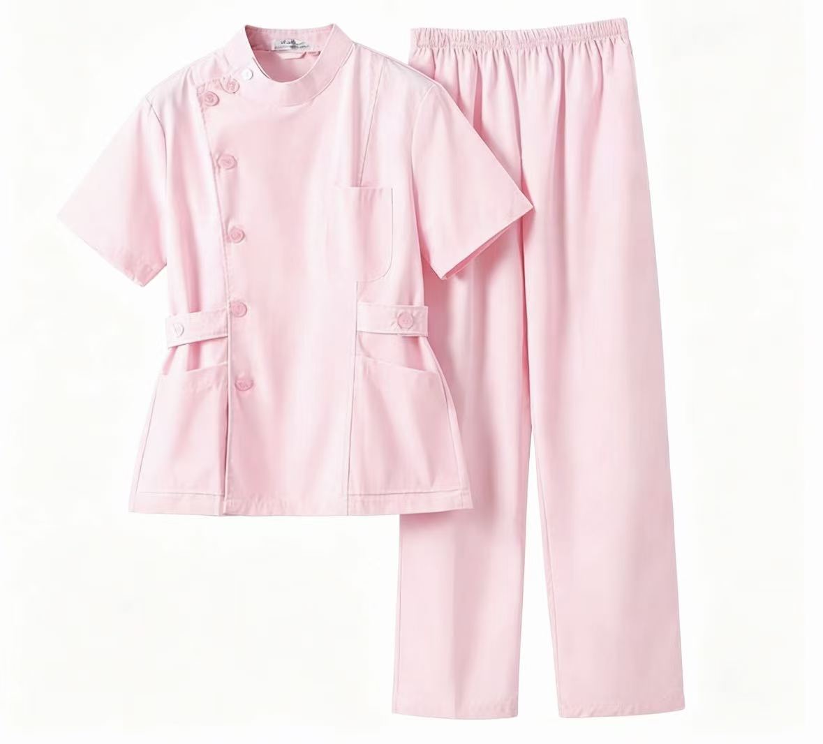 护士服分体一套粉色小褂短袖女短款医护美容院口腔工作服胸前可印字