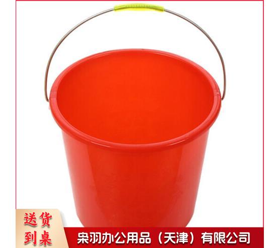 红水桶水桶 塑料手提加厚水桶 红色圆形水桶 单位：个