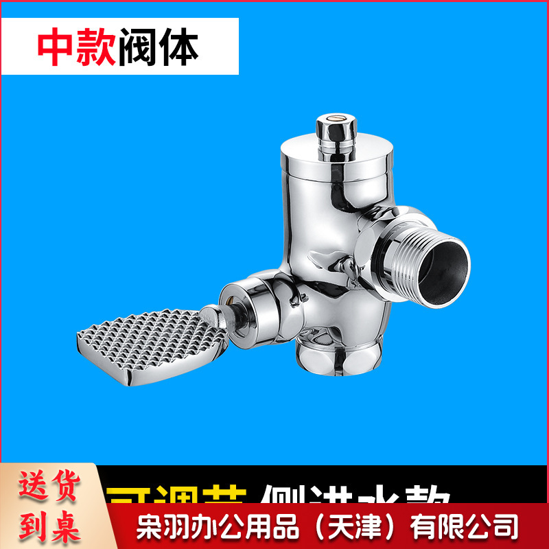 全铜脚踏阀蹲便器式脚踩冲水阀厕所大便冲洗阀卫生间延时阀 中体侧进水款（可调节）