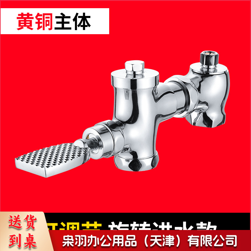 全铜脚踏阀蹲便器式脚踩冲水阀厕所大便冲洗阀卫生间延时阀 大体旋转进水款（可调节）