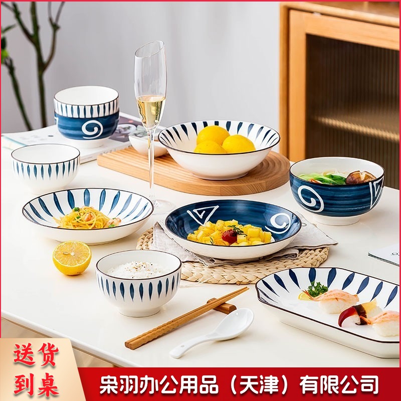 碗碟套装景德镇陶瓷器餐具家用碗筷碗盘碟子厨具菜盘吃饭锅碗瓢盆组合2-4人创意网红日式釉下彩餐具 瓷器套装-