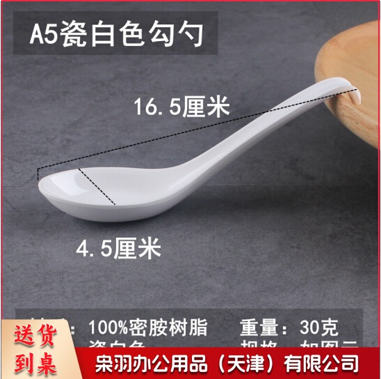 密胺汤勺长柄仿瓷塑料勺子 调羹汤匙 白色16.5厘米  10个----