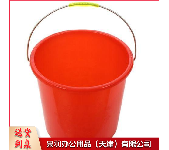 红水桶水桶 塑料手提加厚水桶 红色圆形水桶 单位：个-