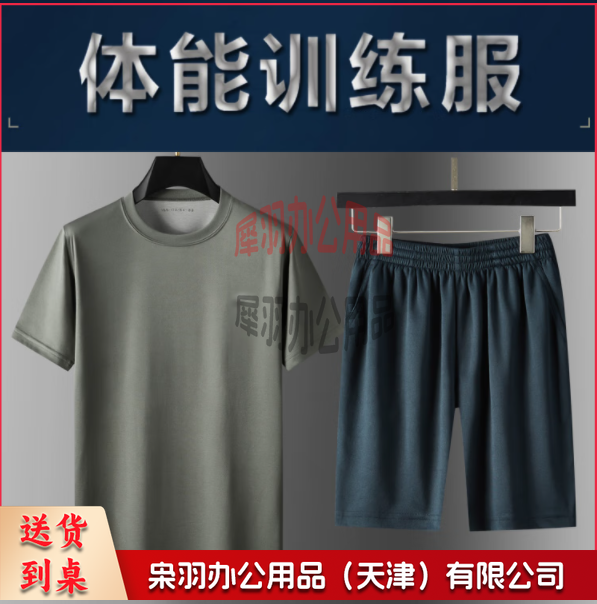 训练服 体能服套装 体能作训户外运动圆领 夏季速干透气带标志舒适弹力陆墨绿体能服短袖T恤短裤训练服-